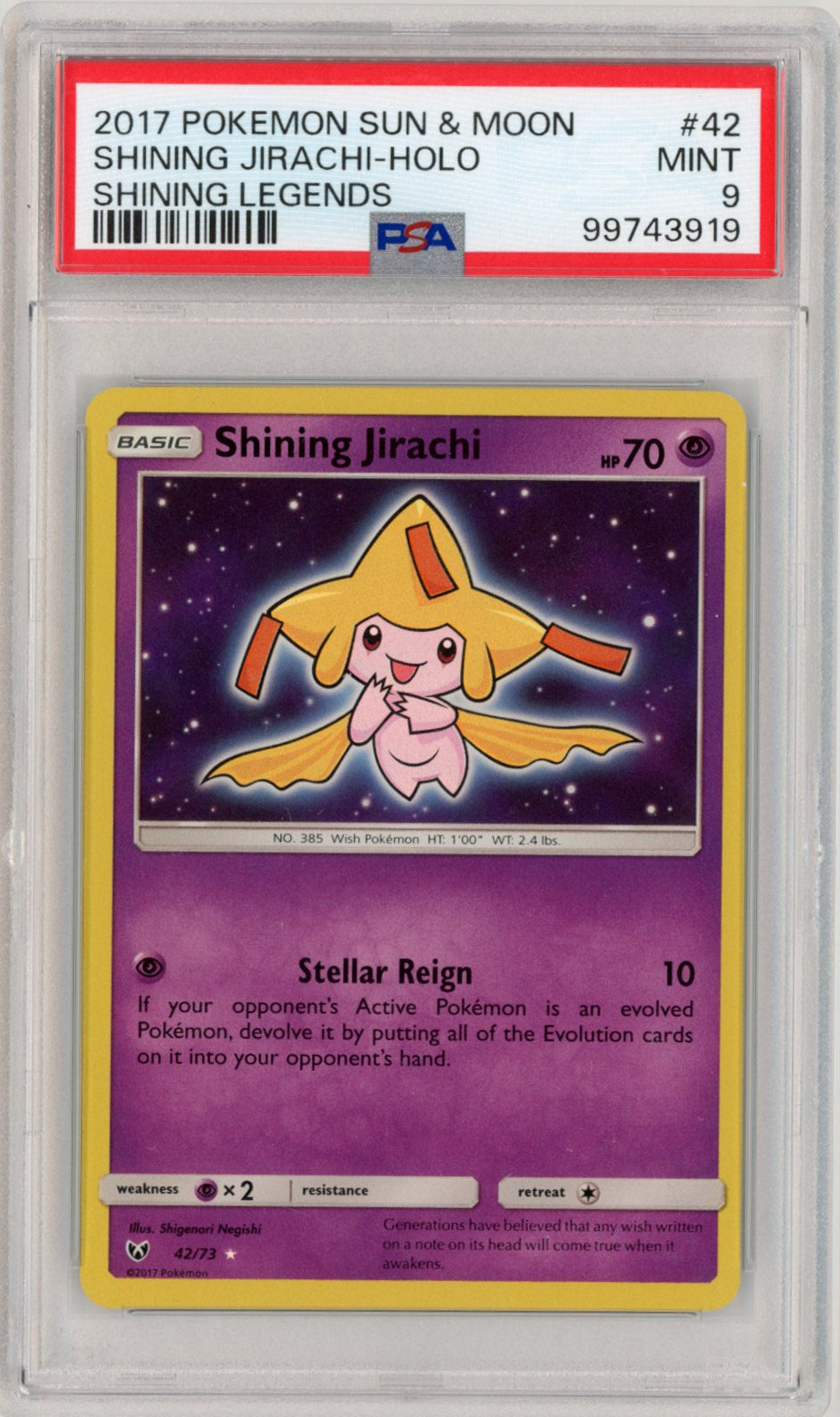 Shining Jirachi 42 Holo PSA 9