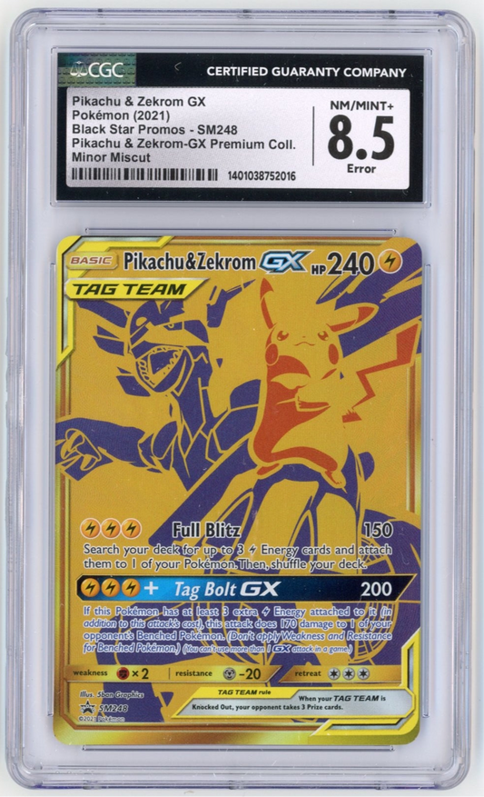 Pikachu & Zekrom SM248 Promo CGC 8.5 ERROR