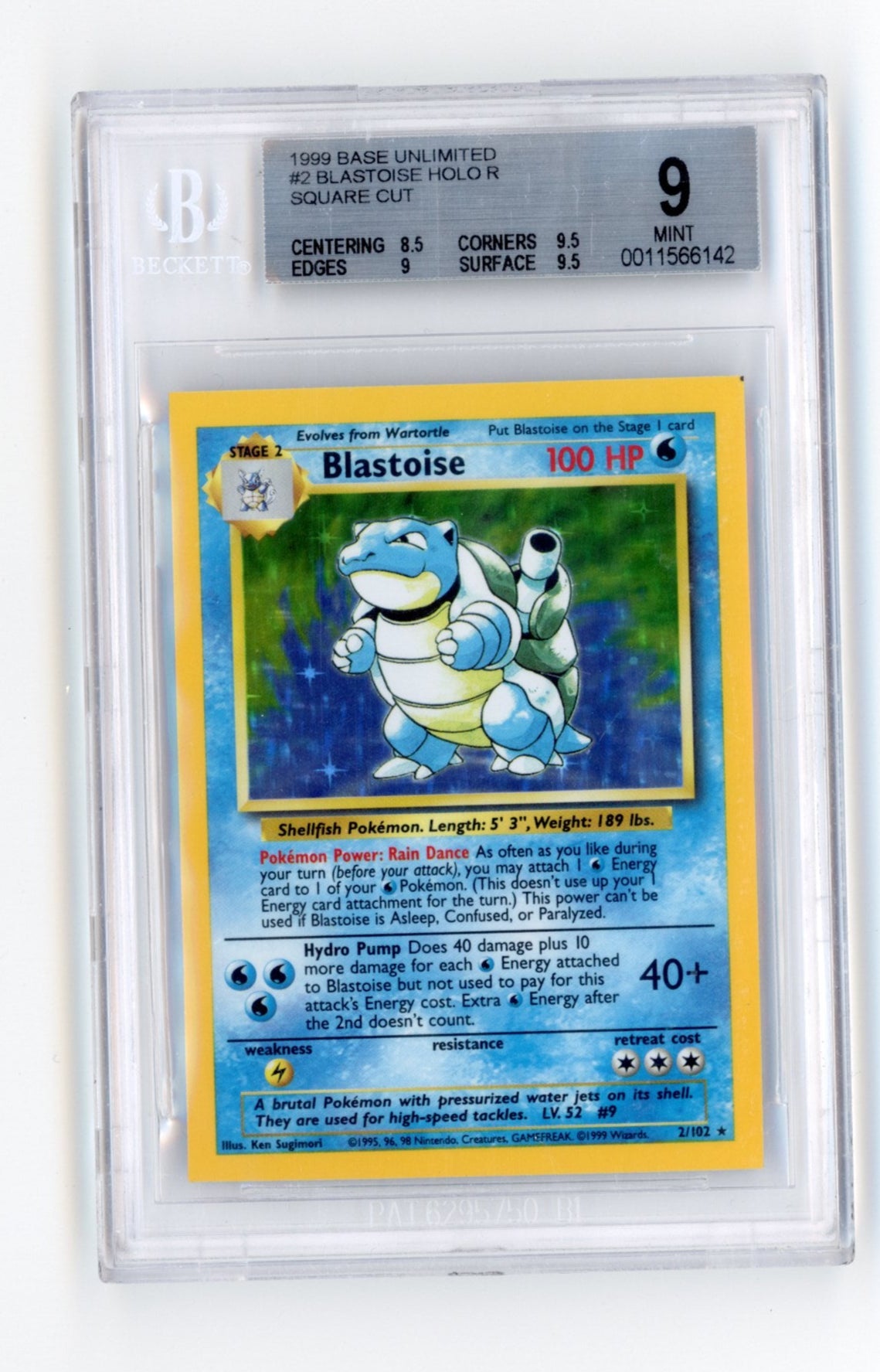 BLASTOISE BASE SET BGS 9 SQUARECUT